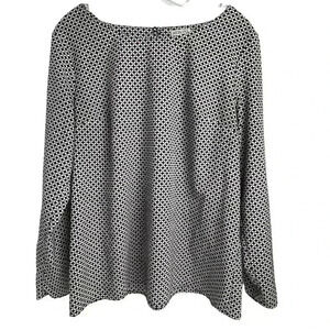 Merona Women's XL Black Pink Geometric Long Sleeve Scoop Neck Blouse